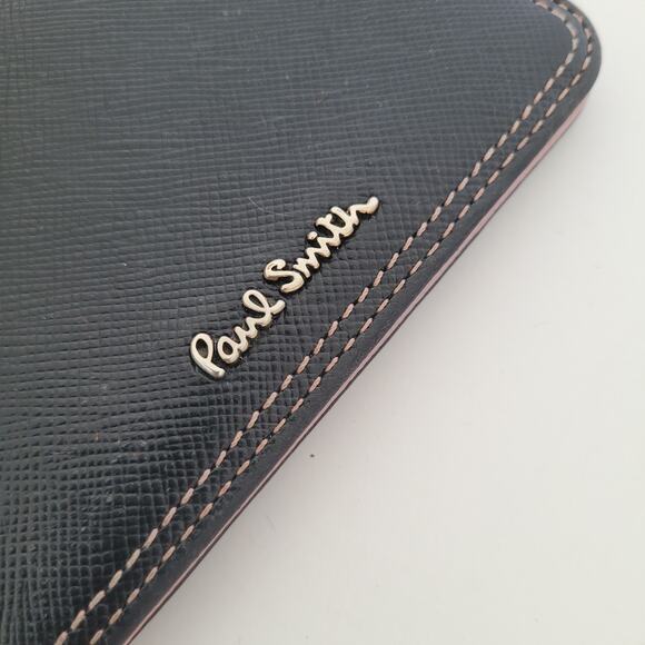 Paul Smith Unisex Leather Black Wallet Credit Card ID Holder Small Bifold Logo - Picture 6 of 7